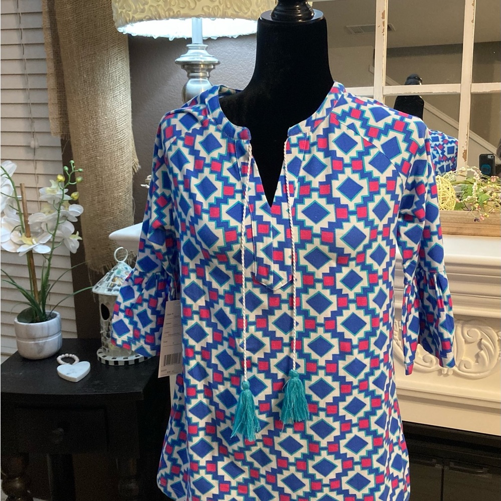 NWT Tracy Negoshian Lyla Squared Geo Top Sz S